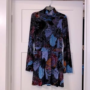 FREE PEOPLE MULTICOLOR VELVET MINI DRESS - SIZE S